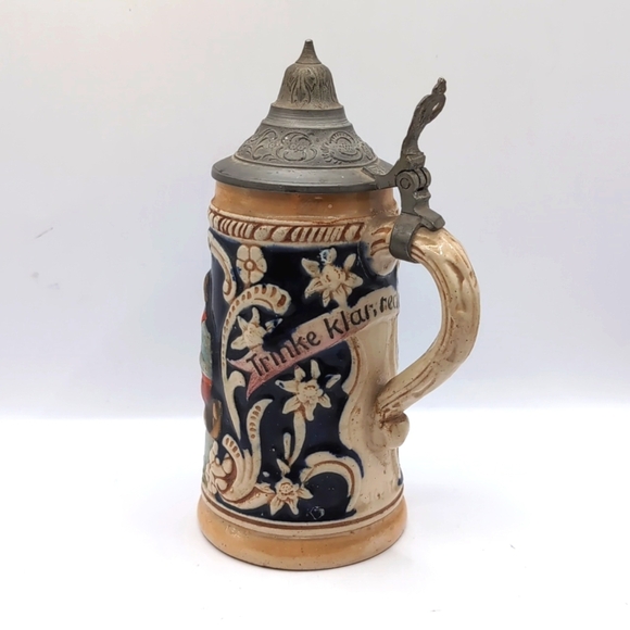 German "Drink Clearly, Speak Truly" Lidded Beer Stein - Trinke Klar Rede Wahr - Picture 2 of 13